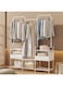 Durku Clothes Rack,Clothing Rack with Storage Bag, 3-in-1 Garment Rack, Non-woven Shelves for Shoes, Clothes Rack for Bedroom, Hallway, Entryway (White)