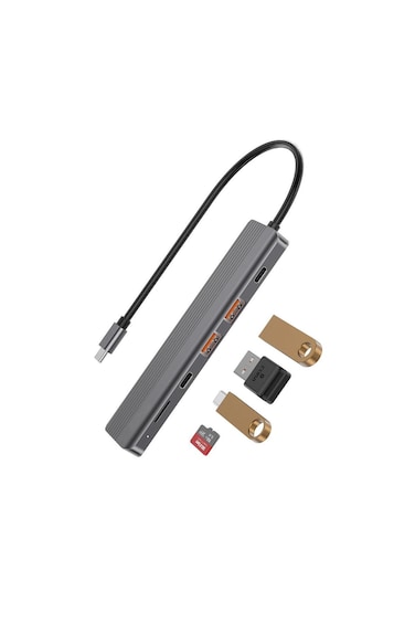 6-in-1 Slim USB-C Hub with 4K@60Hz HDMI, 10Gbps Data, SD Card &amp; 100W PD