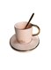 Rim Round Ceramic Coffee Cup And Saucers Spoon Set