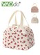 Corduroy Lunch Bag, Cute Lunch Tote Bags with Zipper, Small Leakproof Cooler Bag Container, Reusable Insulated Lunch Box for Work Picnic Travel