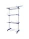 Indoor Foldable Powder Coated 3 Layer Tier Clothes Folding Dryer Stand Rack with Wheels (Blue)