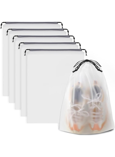 Clear shoe bags for travel 6 PCS, 40 x 30cm Travel shoe bags for Packing, Waterproof Drawstring travel shoe Storage bag, Travel Essentials for Men and Women..