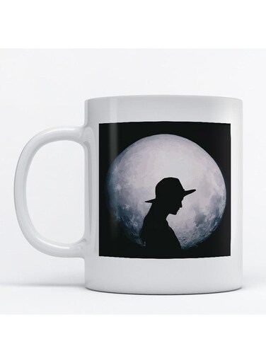 Moon And Woman Printed Mug White/Black/Grey
