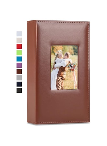 Azonee Photo Album, 300 4x6In Pockets Photos, Leather Cover Extra Large Capacity Family Wedding Anniversary Baby Picture Albums Holds 300 Horizontal and Vertical Photos (Brown)