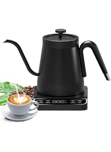 Electric Gooseneck Kettle 0.8L, Temperature Control Touch Screen Coffee Kettle Tea Pot Stainless Steel Pour Over Kettle, Hot Water Boiler Quick Heating 1350W for Coffee Tea Home Office, Auto Shut Off