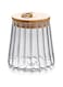 TERRIFI Glass Coffee Nuts Canister Airtight Storage Jar Petal Decorative Container with Bamboo Lid Metal Handle Easy to Grasp 650ml