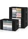 3-Pack Clothes Organizer Storage Bags Foldable Storage Box with Large Clear Window Sturdy Handles for Closet, Dorm, Pillows, Bedding, Clothes, Quilts, Blankets, Under-Bed Storage 60L (Black)