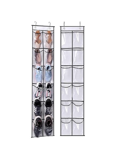 SeeWonder Over The Narrow Door Shoe Organizer with 12 Crystal Pockets Hanging Closet Door