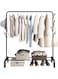 CAZADORA Clothes Rack - Premium Metal Clothes Hanging Stand with Storage Shelf for Coats, Shoes, and More - Durable and Stylish Organizer for Bedroom and Bathroom Use (Black, 1 shelves   1 Rail)