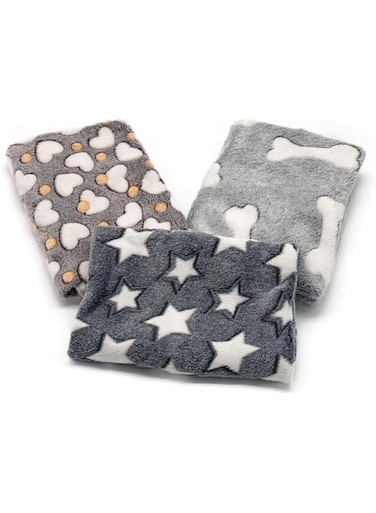 TOMVAES 3 Pcs Pet Flannel Blankets, Super Soft Cute Pattern Pet Sleeping Blanket, Flannel Throw Blankets Cozy Blankets for Puppy Dogs Fluffy Cats (Style B)
