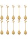 10 Pack Stainless Steel Gold Leaf Coffee Spoon Creative Tableware Dessert Spoons Stirring Mixing Sugar Stir Ice Cream Cake Teaspoon Set