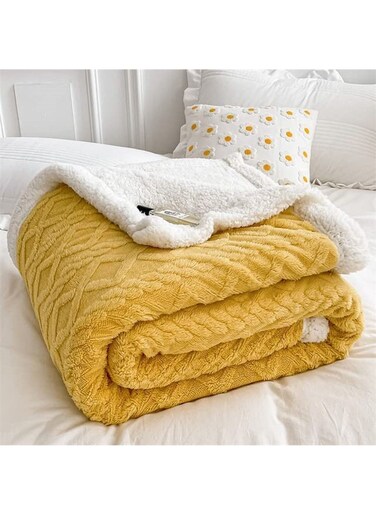 COMFY SOFT &amp; FLUFFY BLANKET/THROW YELLOW SHEEP