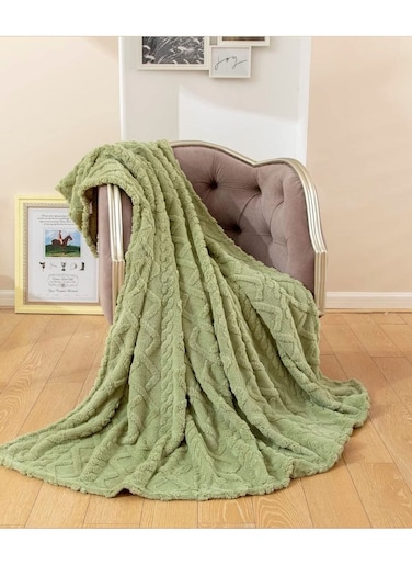 COMFY SOFT &amp; FLUFFY SHEEP BLANKET / THROW GREEN