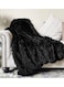 COMFY SOFT &amp; FLUFFY CLASSIC FUR BLANKET/THROW BLACK