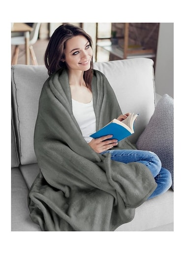 PIONEER SILKY SOFT FLANNEL BLANKET BLACK 200 X 220 CM SILVER GREY