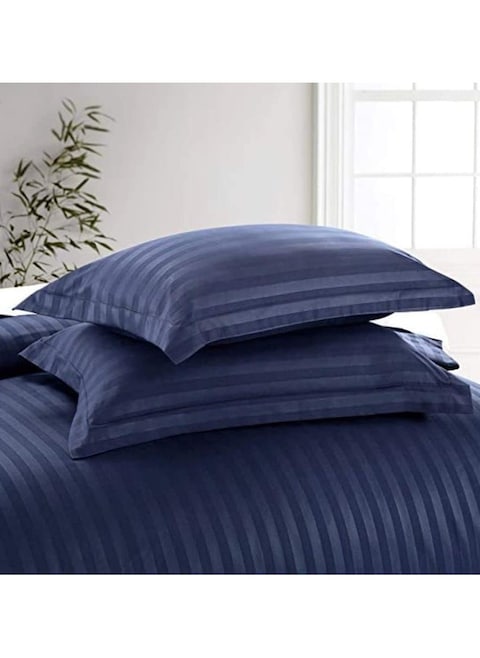 COMFY 6 PC HOTEL STYLE CLASSIC STRIPED NAVY BLUE COMFORTER SET