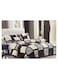 COMFY KING SIZE 6 PIECE CHECKERED FAUX FUR GREY &amp; BLACK COMFORTER SET