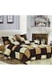 COMFY FAUX FUR 6 PIECE CHECKERED BROWN KING SIZE COMFORTER SET