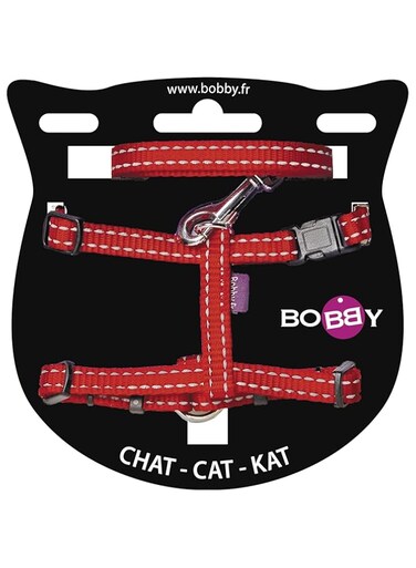Bobby cat pack harness plus leash safe, red