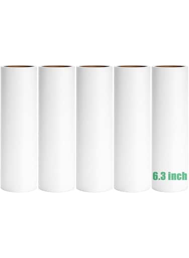 MINGRACE 6.3 inch Lint Roller Refills Only, Lint Roller Refills for Pet Hair Extra Sticky 60 Sheets per Roll (6.3'' Wide (Pack of 5, Total 300 Sheets))
