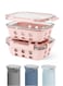 Set of 2 Glass Food Storage Containers with Airtight Lids and Silicone Protection, Leakproof Food Organizer, Freezer, Dishwasher, Microwave Safe, Kitchen Organizer for Food (1050ml, Blush Pink)