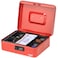 Rubik Large Cash Box with Tray and Combination Lock Portable Durable Register Money Box Safe for Bills Jewelry Receipts Coins (25x20x9cm) Red
