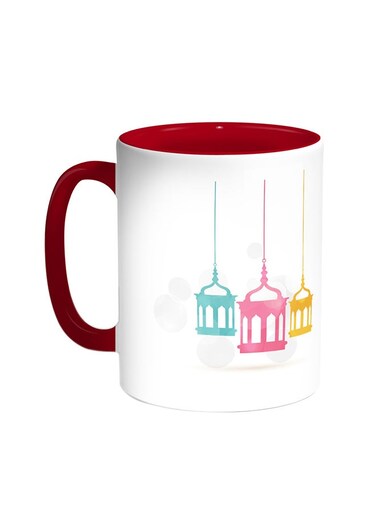 Lanterns Printed Coffee Mug Red/White
