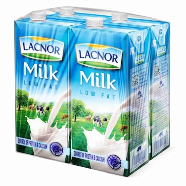 Lacnor UHT Half Cream Milk, 1L Pack of 4