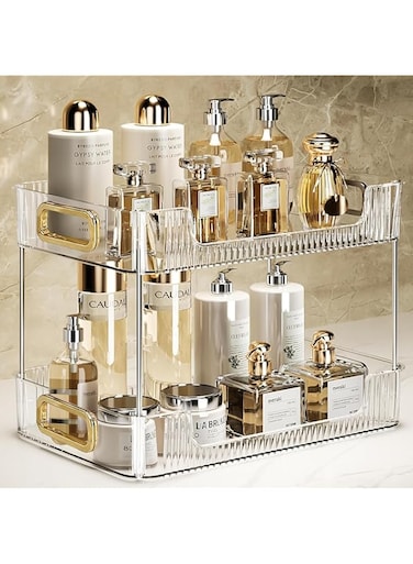 Aokraty Bathroom Countertop Organizer, Cosmetics Skincare Organizer Holder for Perfume, Bathroom Organizers and Storage for Dresser Vanity Tray Sink (White2)