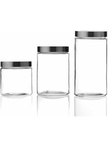 Cristal Collection Glass Canister 3pc Set, Clear