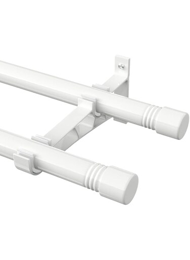 YeYeBest Double Curtain Rods 30 to 58 Inch, 1-Inch Metal Adjustable Double Drapery Rod Set for Windows, White