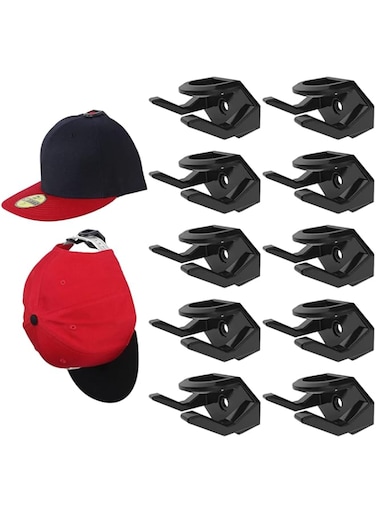 10 Pcs Black Cap Holder for Wall,Hat Organizer Rack Wall Cap Display Door Hanger Hat Molder