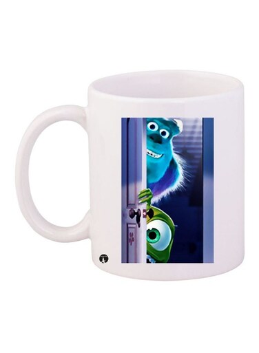 Monsters Printed Coffee Mug White/Blue/Purple
