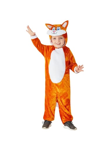 Smiffys Toddler Cat Costume, Orange with Hooded Jumpsuit, Children's Animal Fancy Dress, Animal Dress Up Costumes