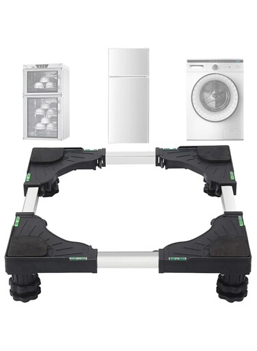MOYFAZA Mini Fridge Stand,Adjustable Base for Washer and Dryer with 4 Strong Feet,Multi-Functional Washer and Dryer Pedestals &amp; Mini Refrigerator Stand (Black) (4 Strong Feet)