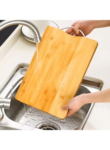 Large Double Sided Natural Bamboo Wood (40 x30cm) with Metal Handle Chopping Cutting Board for Kitchen Vegetables, Fruits &amp; Cheese, BPA Free, Eco-Friendly, Professional Grade for Strength