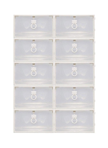 10-Piece Shoe Stackable Box Set Clear/White