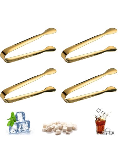4Pcs Stainless Steel Ice Sugar Tongs, Sweet Ice Small Kitchen Tongs, Thickened Mini Serving Tongs