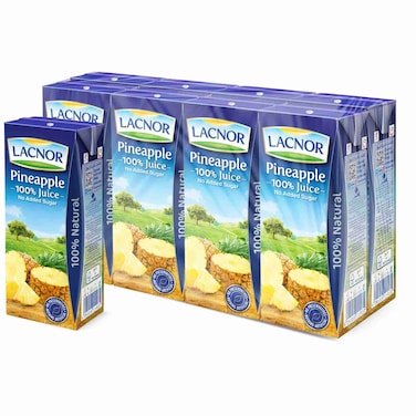 Lacnor Essentials Pineapple Juice, 180ml Pack of 8