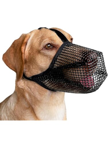 Mayerzon Dog Muzzle, Soft Mesh Covered Muzzles for Small Medium Large Dogs, Poisoned Bait Protection Muzzle with Adjustable Straps, Prevent Biting Chewing and Licking