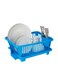 Sulfar 3-in-1 Compact Kitchen Organizer   Combines Dish Rack, Drainer, and Washing Basket   Space-Saving Design, Ideal for Small Kitchens   Bright Blue