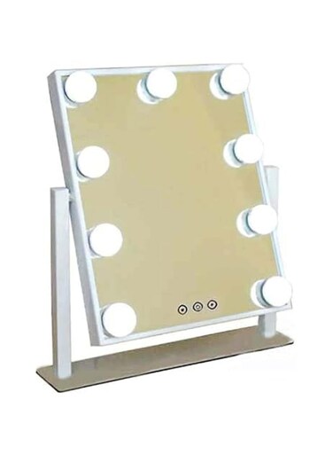 Quboo Mirror with Lights, Hollywood Lighted Up Mirror with 3 Color Modes &amp; 9 Dimmable LED Bulbs, Large Lighted Makeup Mirror with Detachable 10x Magnification, Black (25x30cm) (white)