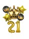 PARTY TIME - 21st Birthday Decorations for Men Boy Women Girl, Black and Gold Birthday Decorations for Happy Birthday Party with 1 Gold Number Balloon and Gold Crown and Star Foil Balloons