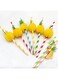 MAKINGTEC 50 Pieces Degradable Food Grade Paper Straws, 3D Pineapple Pattern Creative Straws Cutlery Juice Decoration Accessories for Theme Party Birthday Wedding Cafe Restaurant