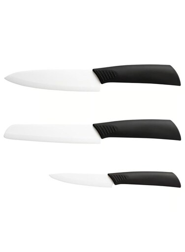 3-Piece Ceramic Knife Set, Black (Chef, Utility &amp; Paring)