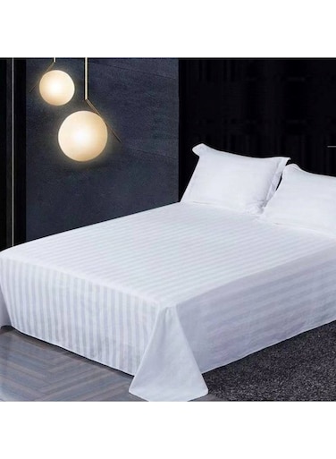 Plush Polyester Double Size Bedsheet Stripes- 230 x 240cm Luxurious Comfort for Double Beds