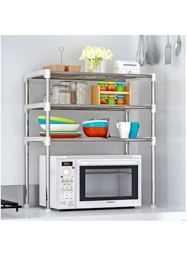Dubai Gallery Stainless Steel 3-Tier Kitchen Dish Rack Silver/White 57X30X65Cm