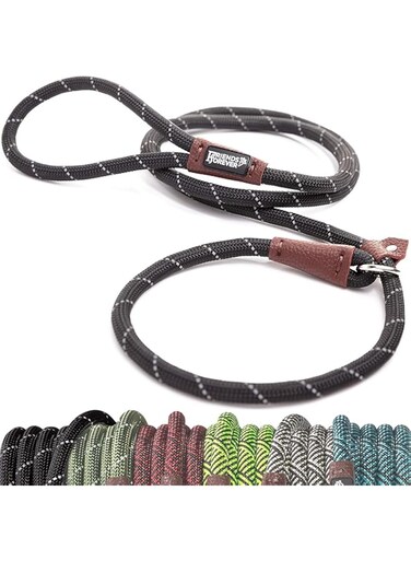 Friends Forever Extremely Durable Dog Rope Leash, Premium Quality Mountain Climbing Lead, Strong, Sturdy Comfortable Leash Supports The Strongest Pulling Large Medium Dogs 6 feet, Black