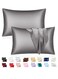 Silk Satin Pillowcase for Hair and Skin Queen - Dark Grey Silk Pillowcase 2 Pack 76L x 51W CM (20x30 Inches) - Satin Pillow Cases Set of 2 with Envelope Closure (Dark Grey)