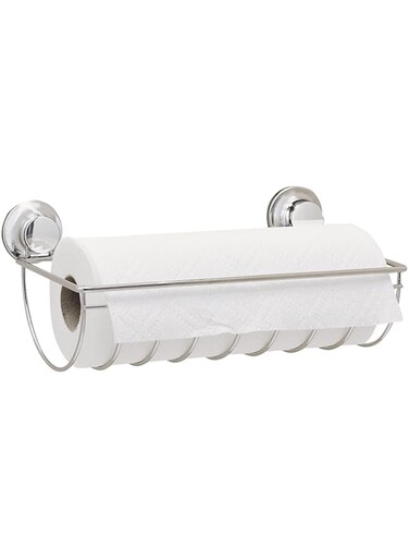 Everloc Tissue Roll Holder, No Drilling, Screws, Glue, Adhesive, Kitchen Paper Towel Dispenser, Stand, Wall Mounted, Chrome, EVL-10100